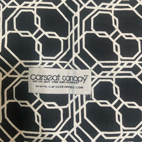 Car Seat Canopy LIKE NEW black/white printed minky fabric canopy only - Picture 3 of 4